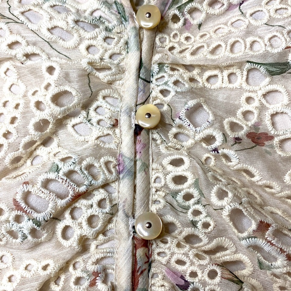 VERONICA BEARD Maryam Cream Multi Eyelet Chiffon Top Size 2 - Picture 8 of 9
